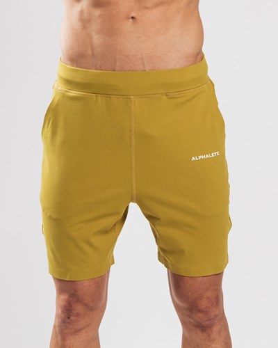Alphalete 4-Way Stretch 8" Korta Senapsgult | EZND-67298