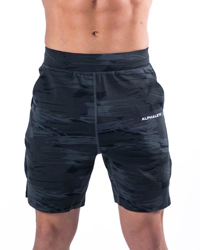 Alphalete 4-Way Stretch 8" Korta Svarta Camo | MREW-56091