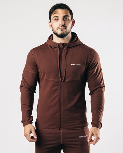 Alphalete 4-Way Stretch Hooded Jacket Choklad | RDJW-48512