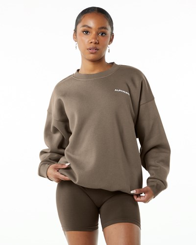 Alphalete Brushed Fleece Crewneck Tröja Mocha | BMKH-40857