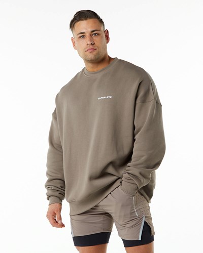 Alphalete Brushed Fleece Crewneck Tröja Mocha | ONIP-62348