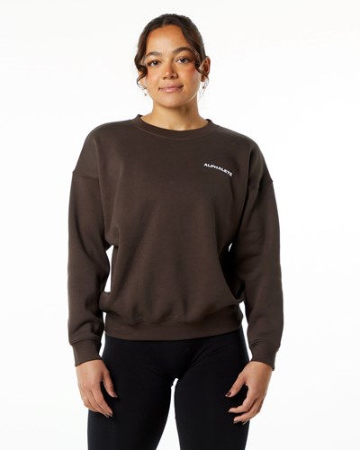 Alphalete Brushed Fleece Crewneck Tröja Bruna | OPWB-40236