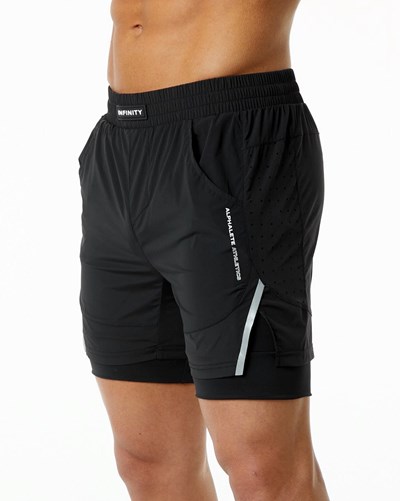 Alphalete Compression Fodrade Woven Tränings Korta Svarta | BIAX-49820