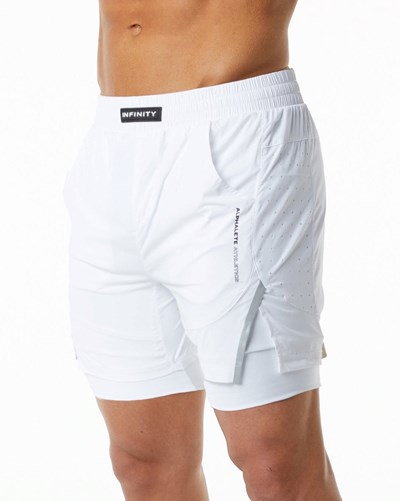Alphalete Compression Fodrade Woven Tränings Korta Vita | KFRQ-07896