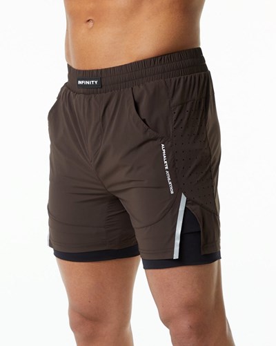 Alphalete Compression Fodrade Woven Tränings Korta Bruna | QAWN-26147