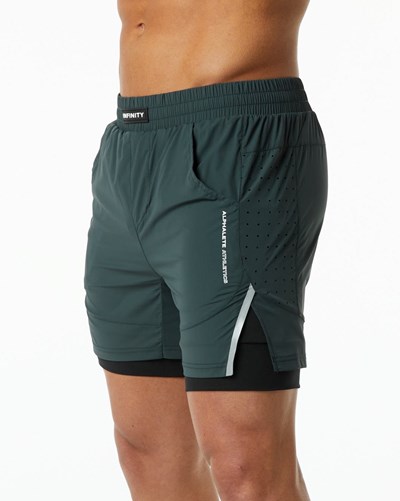 Alphalete Compression Fodrade Woven Tränings Korta Gröna | TMLP-50374