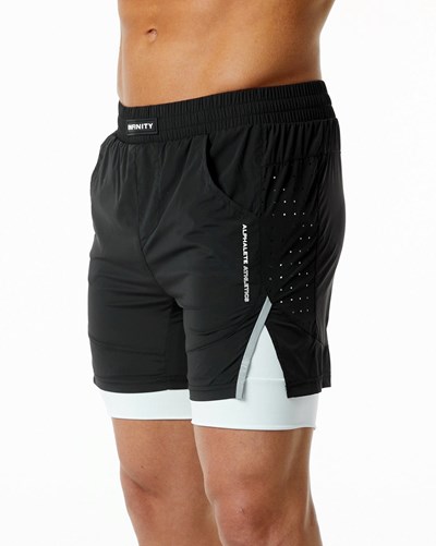 Alphalete Compression Fodrade Woven Tränings Korta Svarta Vita | TPQV-56178