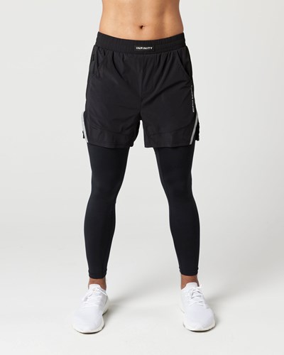 Alphalete Compression Fodrade Woven Tränings Korta Svarta | USAC-82160
