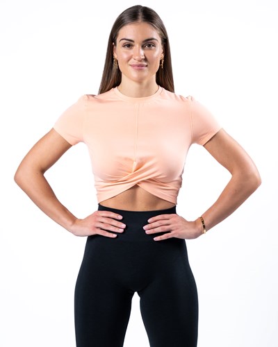 Alphalete Cropped Premium Korta Sleeve Korall | MGHV-62315