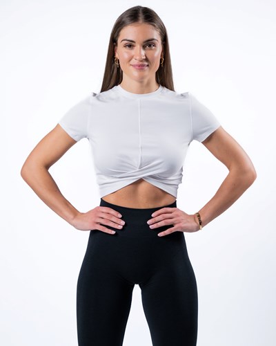 Alphalete Cropped Premium Korta Sleeve Vita | TLVZ-62045