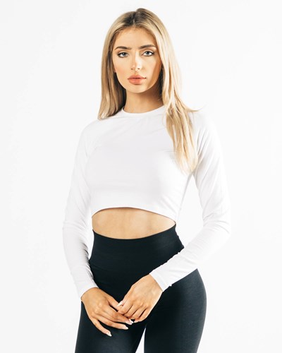 Alphalete Cropped Premium Long Sleeve Vita | WYEM-18460