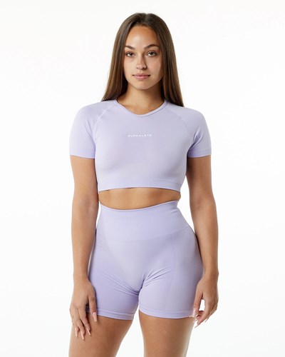 Alphalete Cropped Seamless Korta Sleeve Misty Lilac | GFAK-98602