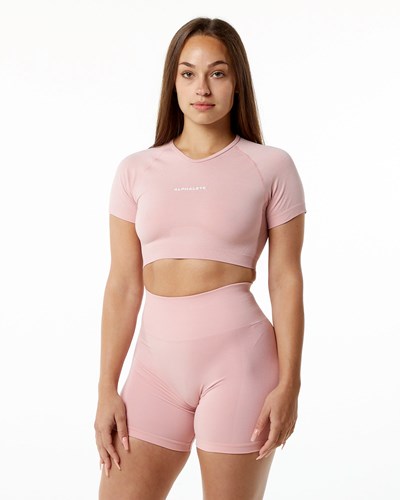 Alphalete Cropped Seamless Korta Sleeve Blossom | OFWE-06572