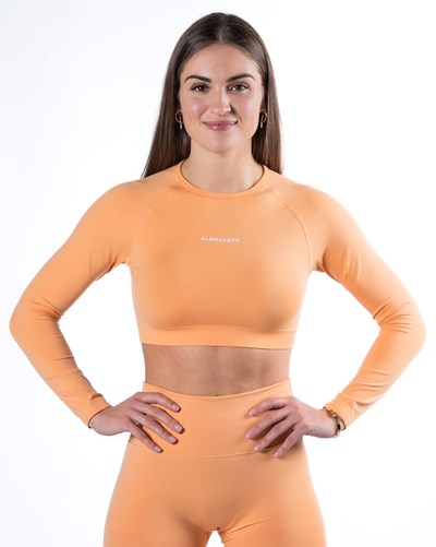Alphalete Cropped Seamless Long Sleeve Korall | HIBF-74632