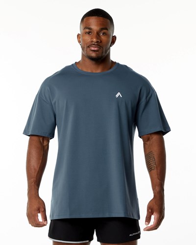 Alphalete Drop Shoulder Tee Blå | GUHB-36279
