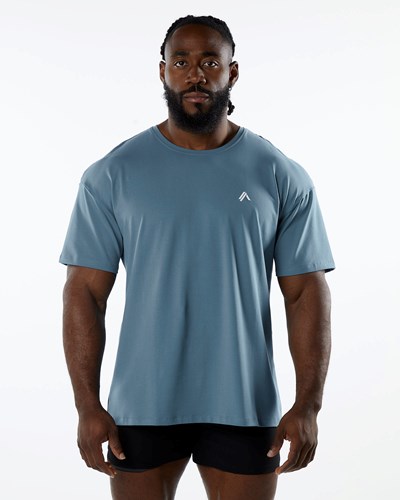 Alphalete Drop Shoulder Tee Blå | JTOY-38965