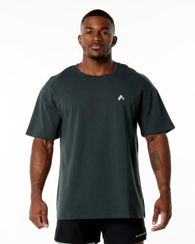 Alphalete Drop Shoulder Tee Gröna | PSKI-04796