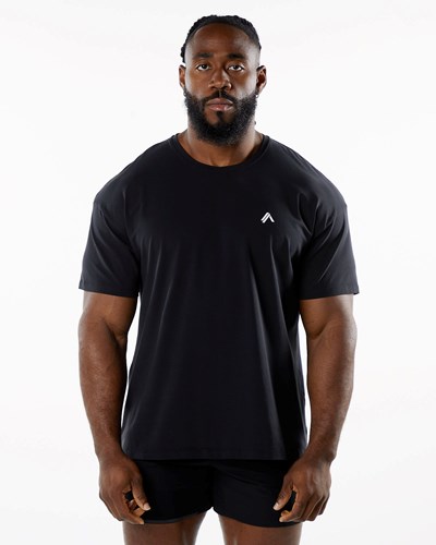 Alphalete Drop Shoulder Tee Svarta | BCSY-56978