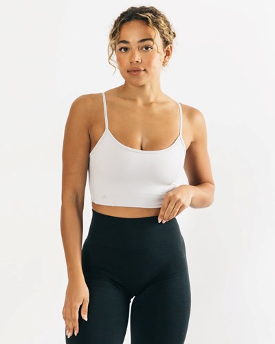 Alphalete Fitted Cropped Tank Silver | BTVA-01739