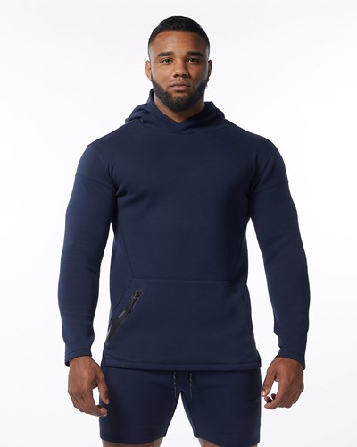 Alphalete Fitted Interlock Knit Hoodie Marinblå | WHPF-80174