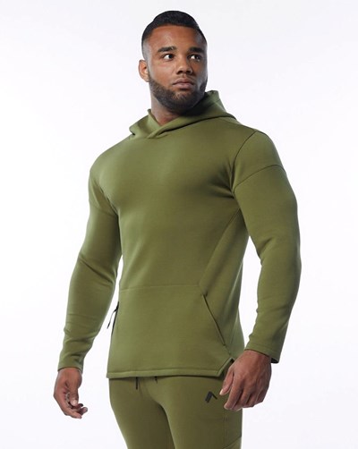 Alphalete Fitted Interlock Knit Hoodie Olivgröna | RQIP-48567