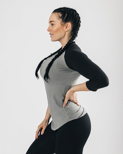 Alphalete Fitted Performance 3/4 Sleeve Grå Svarta | ADOY-87130