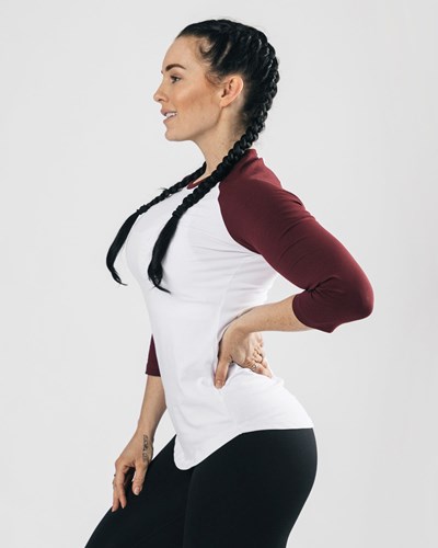 Alphalete Fitted Performance 3/4 Sleeve Vita Vinröda | LGUB-75280