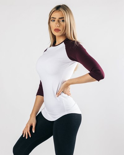 Alphalete Fitted Performance 3/4 Sleeve Vita Svarta | QFYM-32659