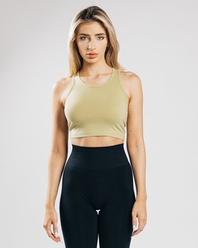 Alphalete Fitted Performance Crop Tank Ljusolivgröna | SMDO-75208