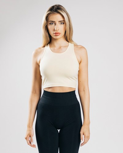 Alphalete Fitted Performance Crop Tank Sea Salt | CKIJ-82076