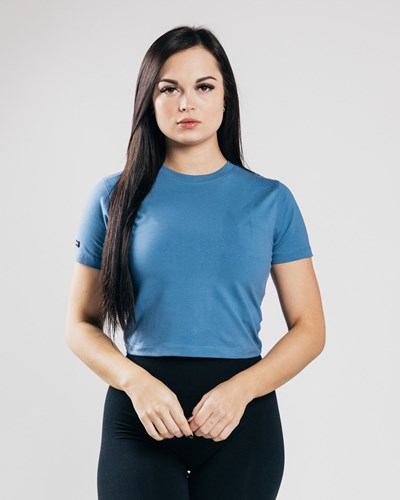 Alphalete Fitted Performance Crop Top Blå | JHLG-19342