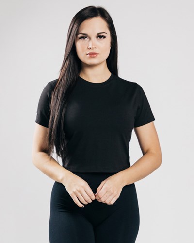 Alphalete Fitted Performance Crop Top Svarta | WRCX-83261