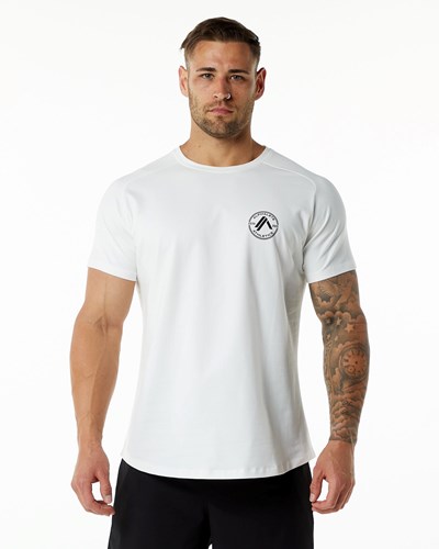 Alphalete Fitted Performance Korta Sleeve Vita | JMWR-53476