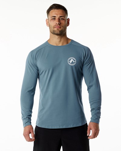 Alphalete Fitted Performance Long Sleeve Blå | EVSZ-07328