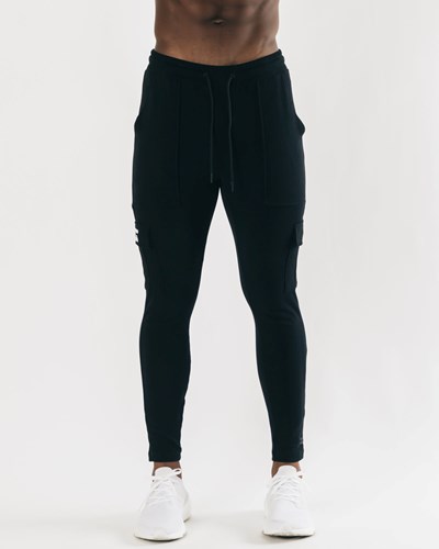 Alphalete Fitted Single-Brushed 30" Cargo Pant Svarta Vita | DHFV-37854