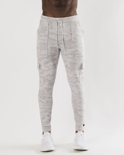 Alphalete Fitted Single-Brushed 30" Cargo Pant Silver Camo | ERXO-98137