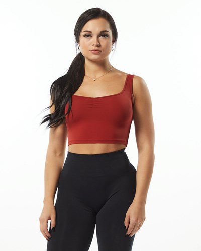 Alphalete Fitted Square Neck Tank Cherry | XRKW-08759
