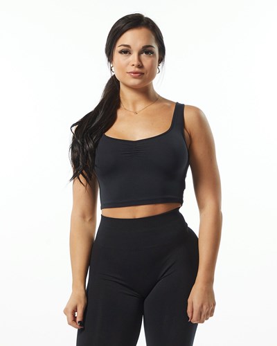 Alphalete Fitted Square Neck Tank Svarta | JYLW-87015