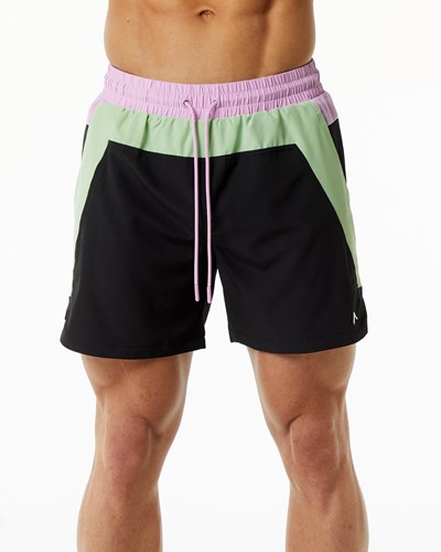 Alphalete Fodrade Swim Trunk Gröna Svarta | OEMH-52461
