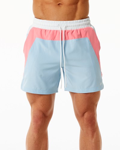 Alphalete Fodrade Swim Trunk Korall Ljusblå | PNHU-51928