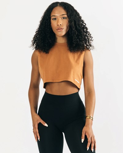 Alphalete Heavy Bomull Cropped Cutoff Clay | YAJE-35679