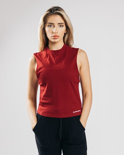 Alphalete Heavy Bomull Cutoff Cranberry | WSQK-10382