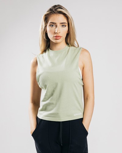 Alphalete Heavy Bomull Cutoff Matcha | JABE-53087