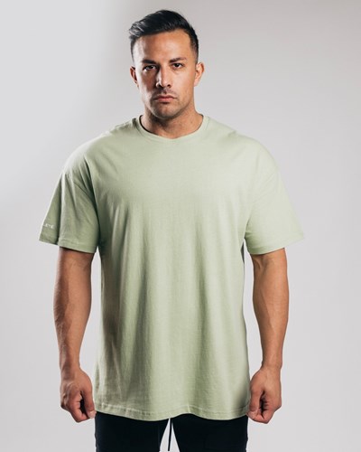 Alphalete Heavy Bomull Dropped Shoulder Tee Matcha | FJGU-35926