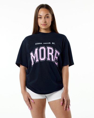 Alphalete Heavyweight Oversized Tee Marinblå Rosa | EXYW-45318