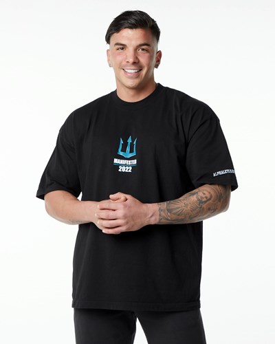 Alphalete Heavyweight Oversized Tee Svarta | CALR-28475