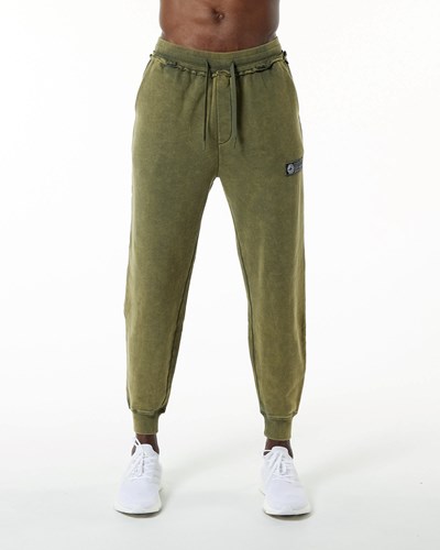 Alphalete Heavyweight Washed Terry Jogger Gröna | VDOJ-70952