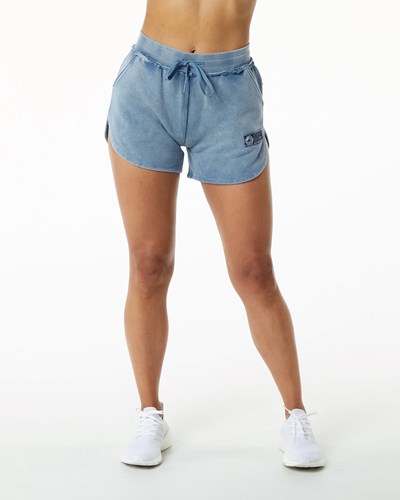 Alphalete Heavyweight Washed Terry Korta Blå | EROF-24869