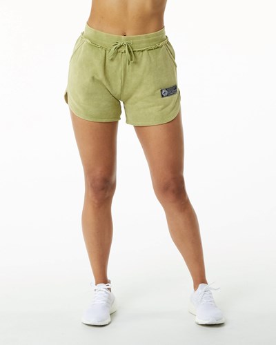 Alphalete Heavyweight Washed Terry Korta Gröna | JGPD-96718