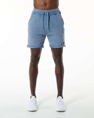 Alphalete Heavyweight Washed Terry Korta Blå | RTKL-21487